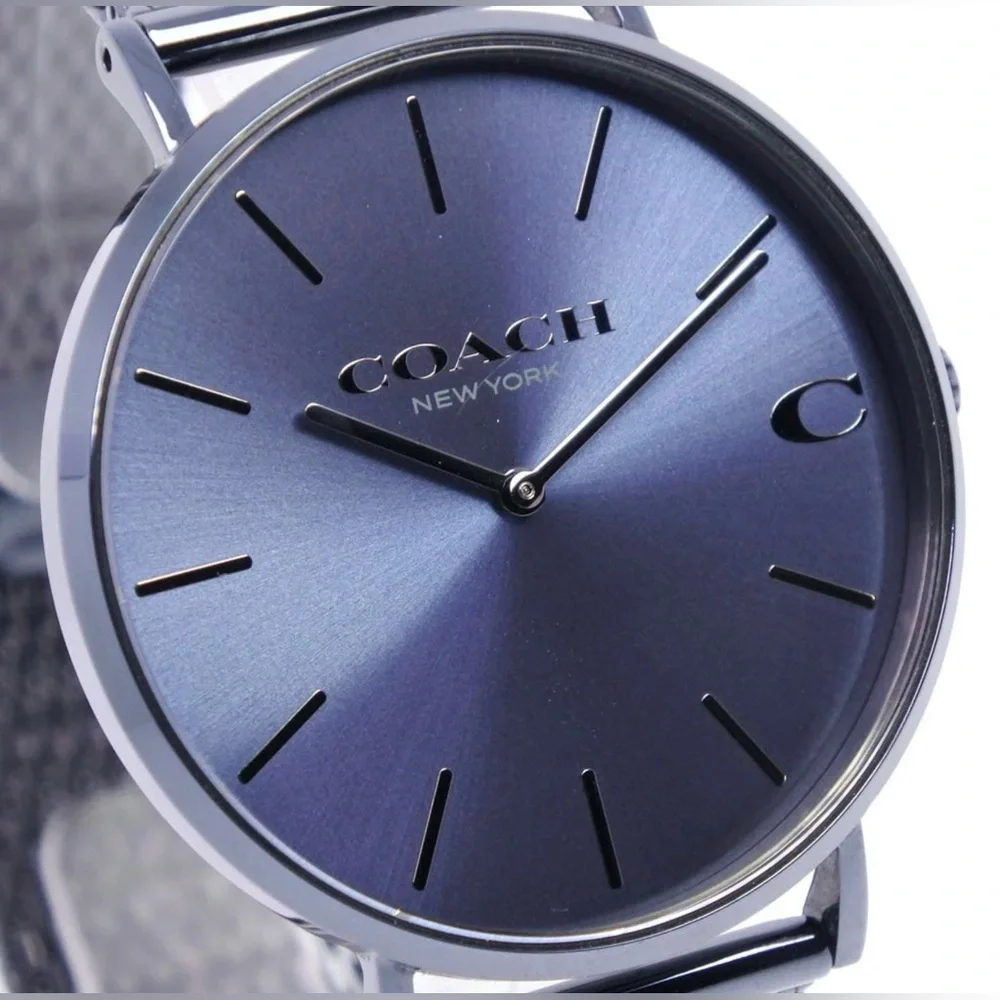 Coach Charles Blue Dial Blue Mesh Bracelet Watch For Men
